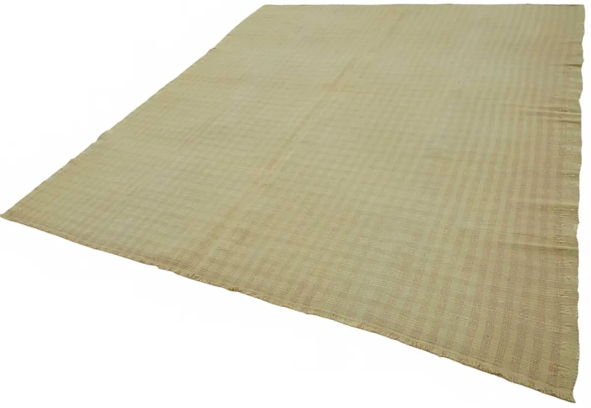 İskandinav  Sarı Modern Dizayn Pamuk Üzerine Yün El Dokuma Halı-234x276 - Görsel 3