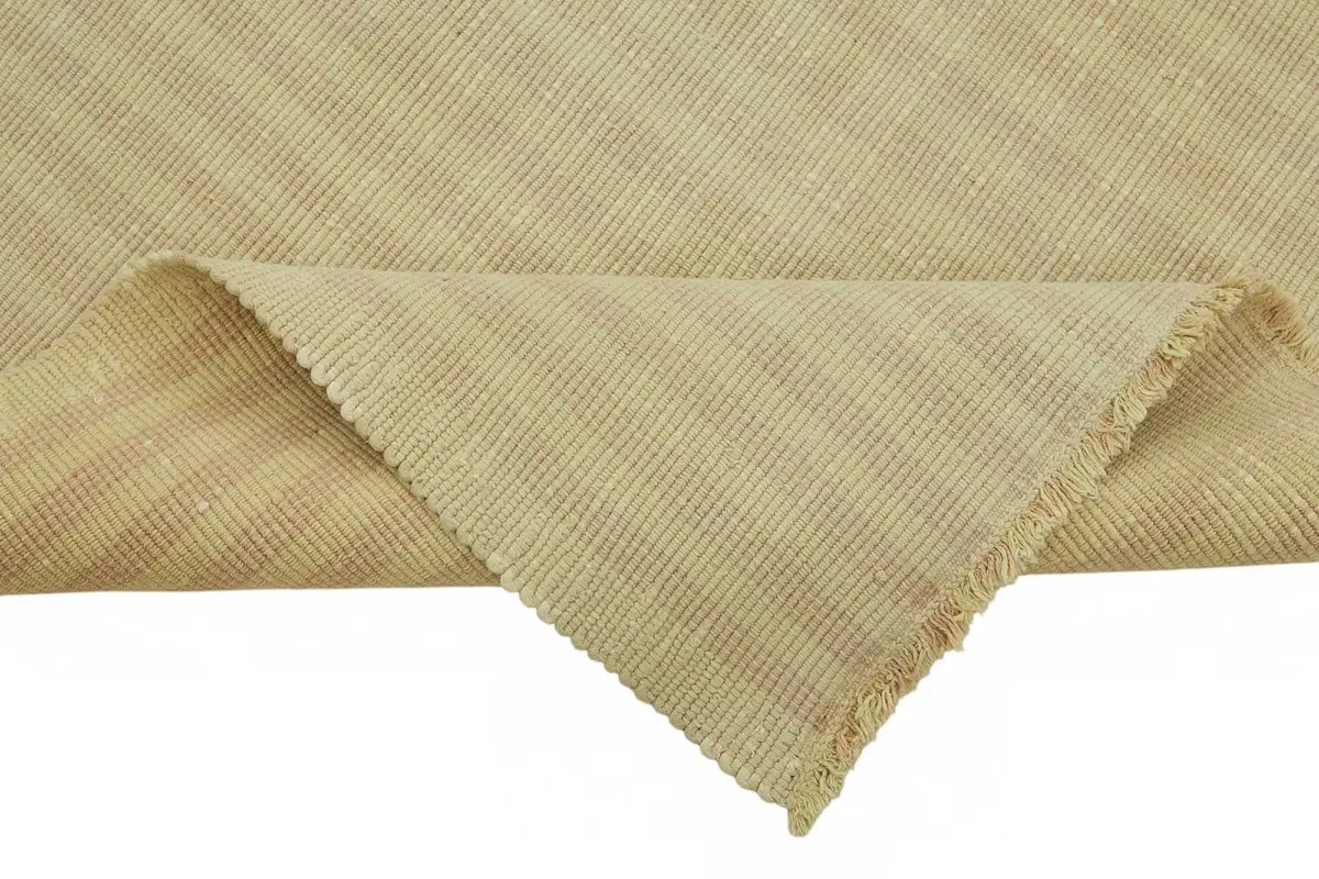 İskandinav  Sarı Modern Dizayn Pamuk Üzerine Yün El Dokuma Halı-234x276 - Görsel 6