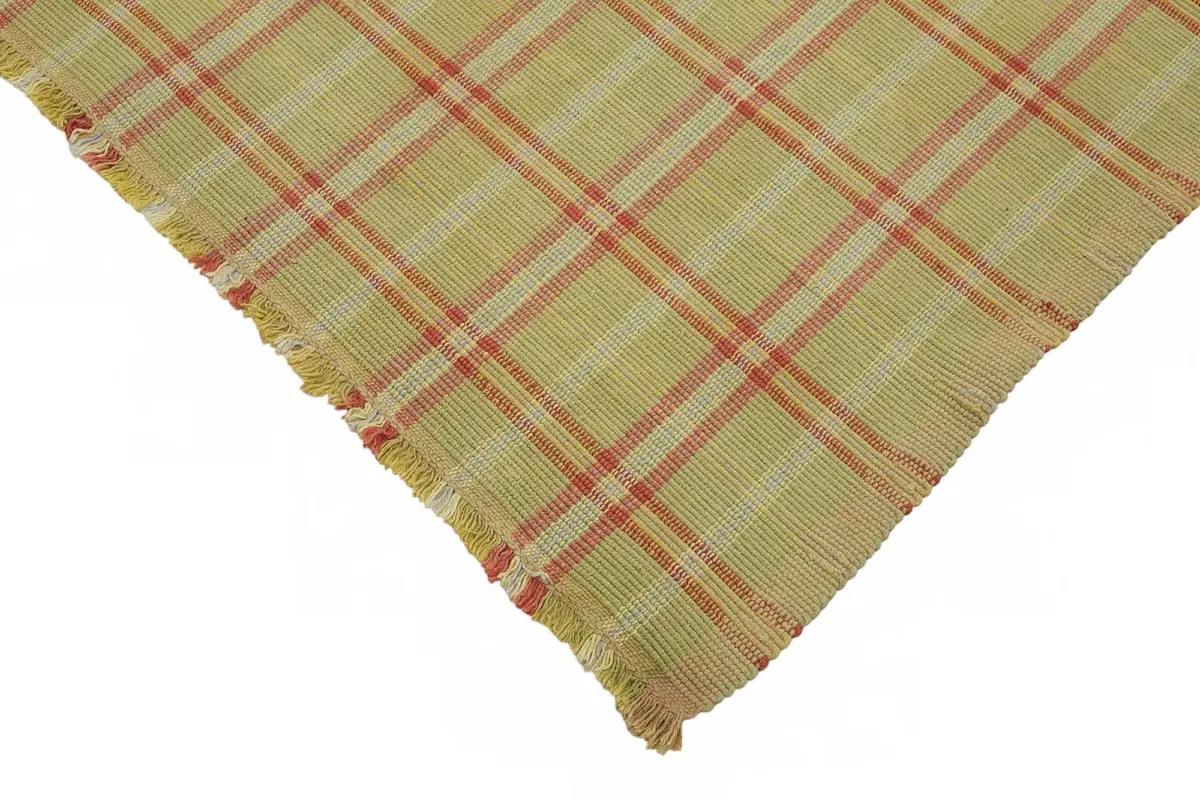 İskandinav  Sarı Modern Dizayn Pamuk Üzerine Yün El Dokuma Halı-236x280 - Görsel 4