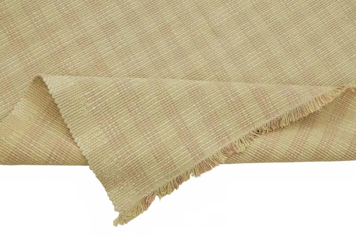 İskandinav  Sarı Modern Dizayn Pamuk Üzerine Yün El Dokuma Halı-236x276 - Görsel 6