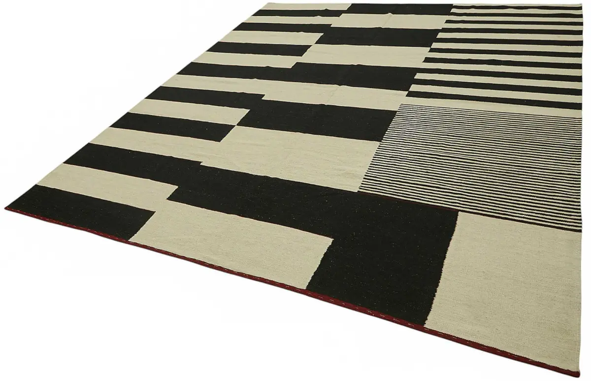 Söküntü Bej Modern Dizayn Yün El Dokuma Kilim-260x302 - Görsel 3