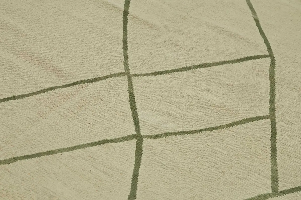 Söküntü Bej Modern Dizayn Yün El Dokuma Kilim-246x357 - Görsel 5