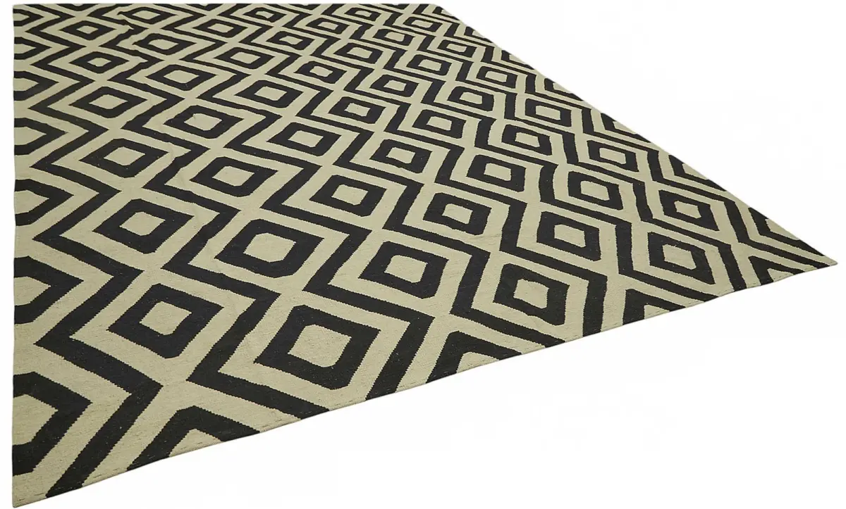 Söküntü Bej Geometrik Yün El Dokuma Kilim-318x402 - Görsel 2