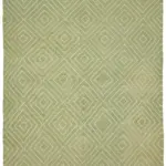 Söküntü Yeşil Geometrik Yün El Dokuma Kilim-274x336