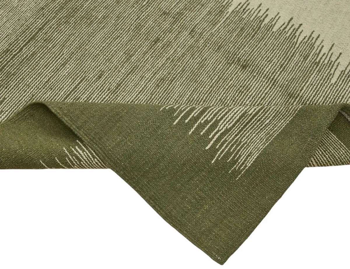 Söküntü Yeşil Çizgili Yün El Dokuma Kilim-295x387 - Görsel 6