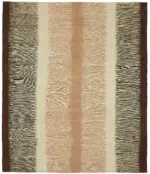 Söküntü Kahverengi Çizgili Yün El Dokuma Kilim-244x387