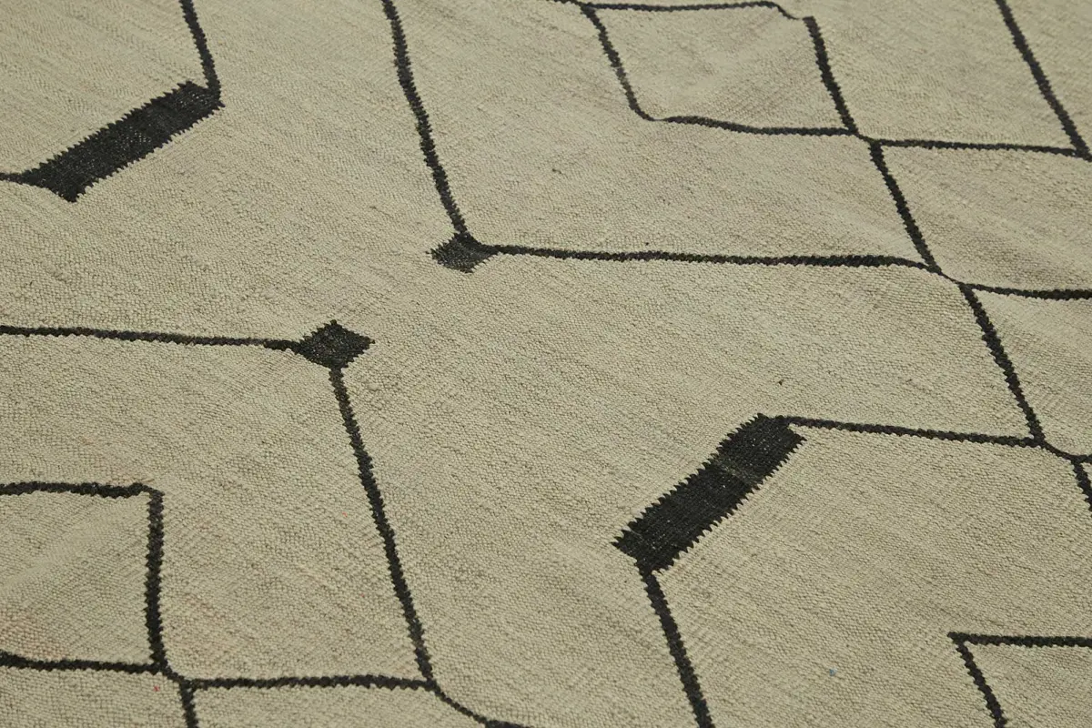 Söküntü Bej Modern Dizayn Yün El Dokuma Kilim-247x303 - Görsel 5