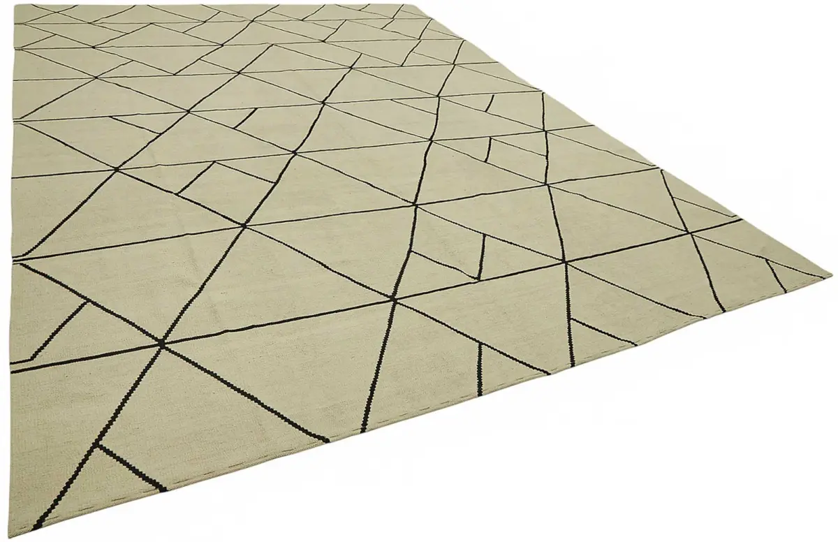 Söküntü Bej Modern Dizayn Yün El Dokuma Kilim-305x410 - Görsel 2