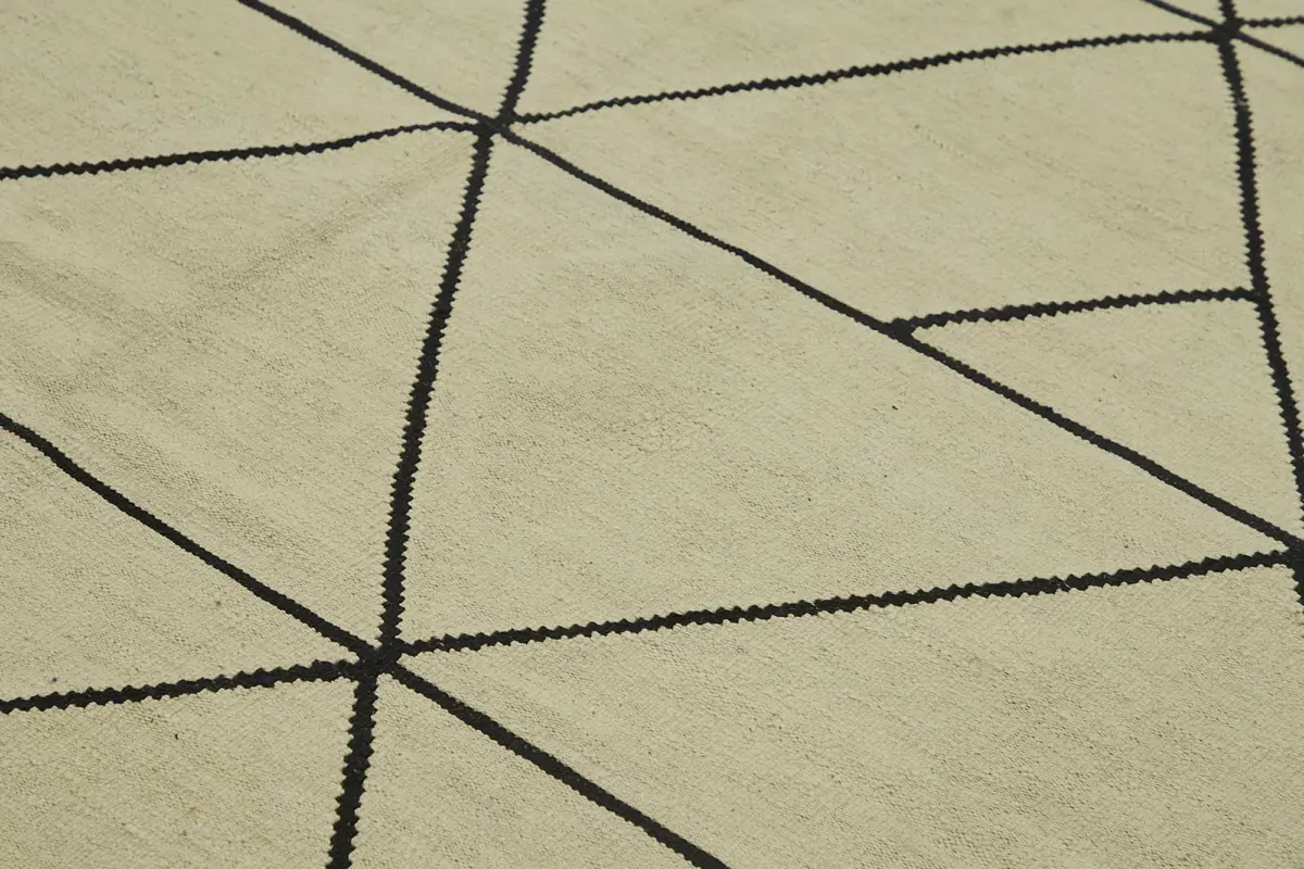 Söküntü Bej Modern Dizayn Yün El Dokuma Kilim-305x410 - Görsel 5