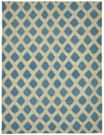 Söküntü Mavi Geometrik Yün El Dokuma Kilim-258x340