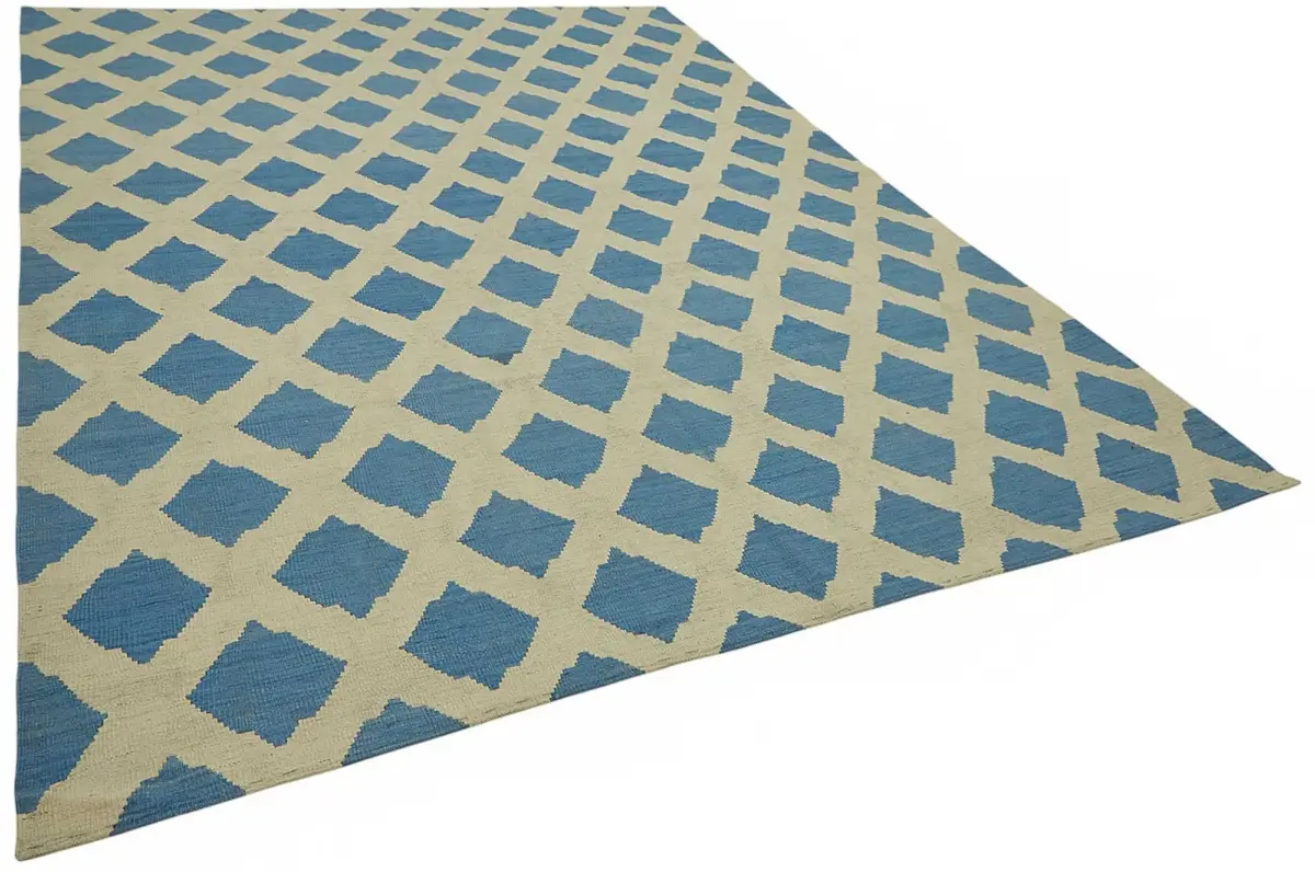 Söküntü Mavi Geometrik Yün El Dokuma Kilim-258x340 - Görsel 2