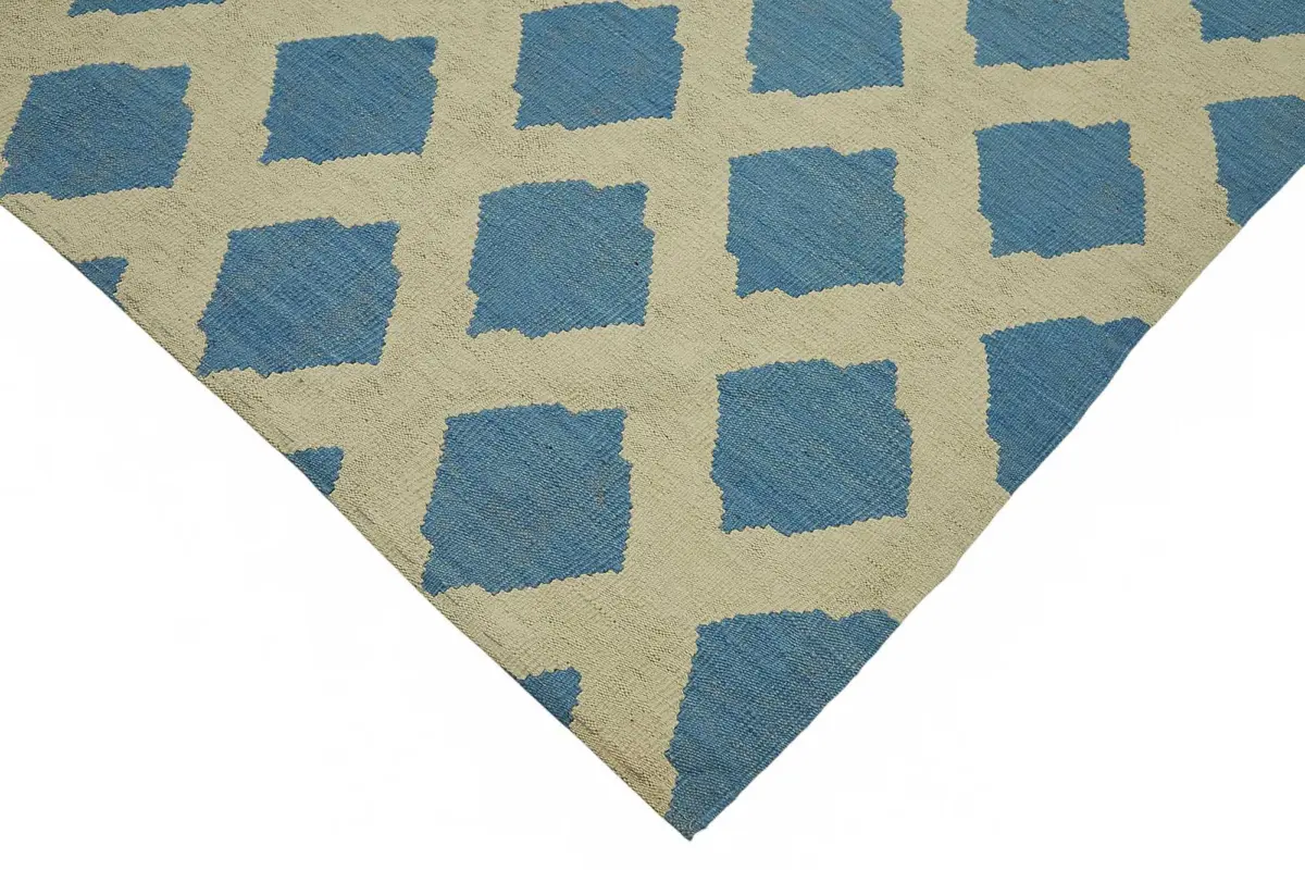 Söküntü Mavi Geometrik Yün El Dokuma Kilim-258x340 - Görsel 4