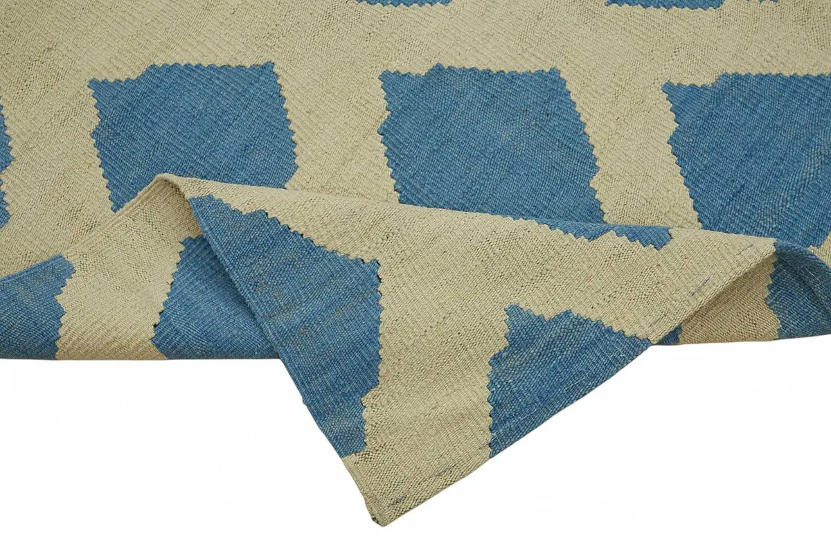 Söküntü Mavi Geometrik Yün El Dokuma Kilim-258x340 - Görsel 6