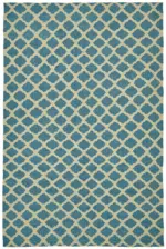 Söküntü Mavi Geometrik Yün El Dokuma Kilim-200x305