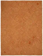 Söküntü Turuncu Geometrik Yün El Dokuma Kilim-265x350