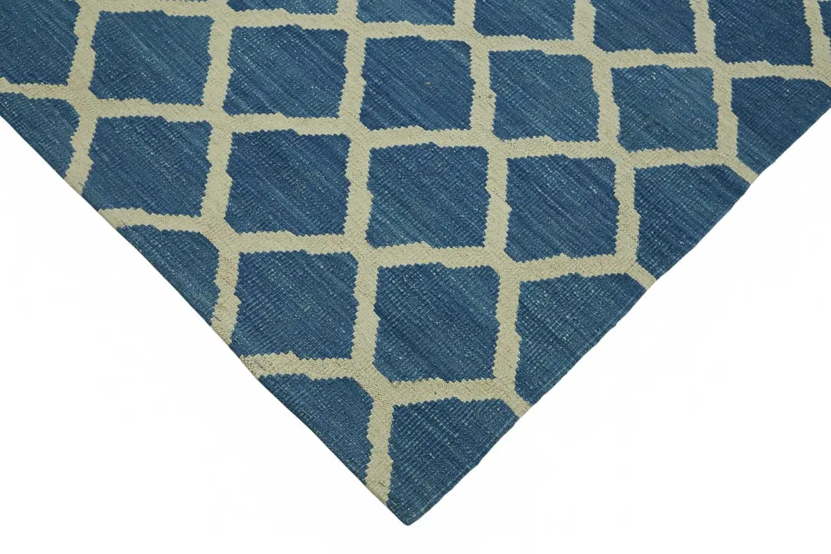 Söküntü Mavi Geometrik Yün El Dokuma Kilim-251x342 - Görsel 4