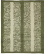 Söküntü Yeşil Çizgili Dizayn Yün El Dokuma Kilim-247x296