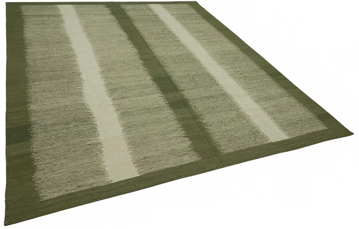 Söküntü Yeşil Çizgili Dizayn Yün El Dokuma Kilim-247x296 - Görsel 2