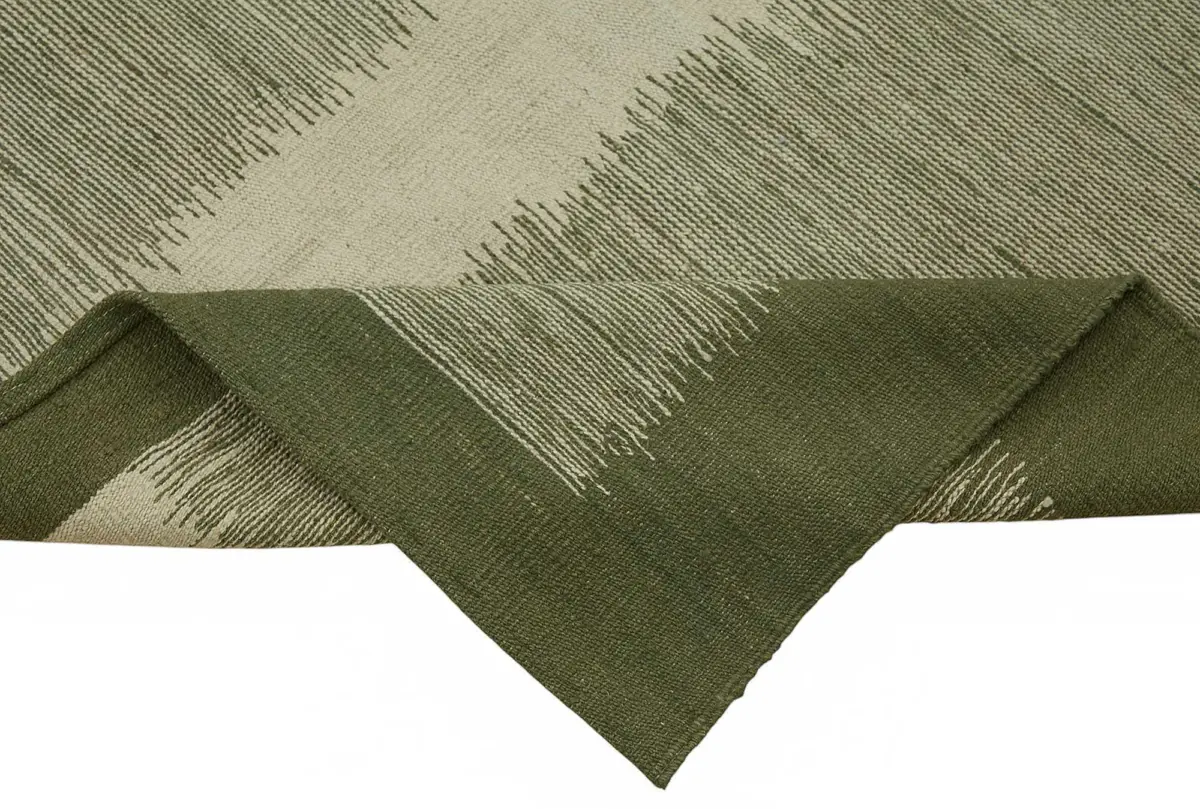 Söküntü Yeşil Çizgili Dizayn Yün El Dokuma Kilim-247x296 - Görsel 6