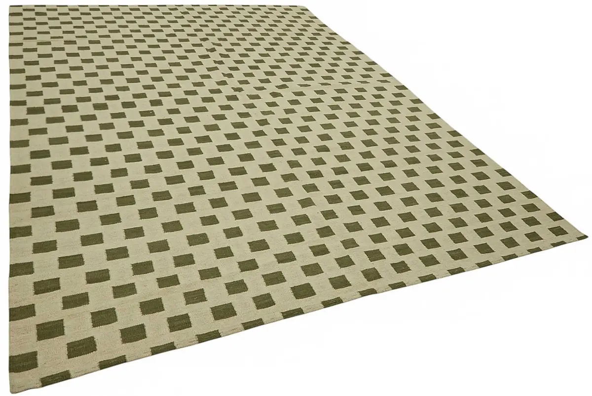 Söküntü Yeşil Modern Dizayn Yün El Dokuma Kilim-248x342 - Görsel 2