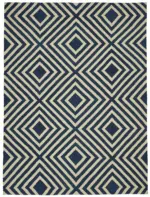 Söküntü Mavi Geometrik Yün El Dokuma Kilim-260x345