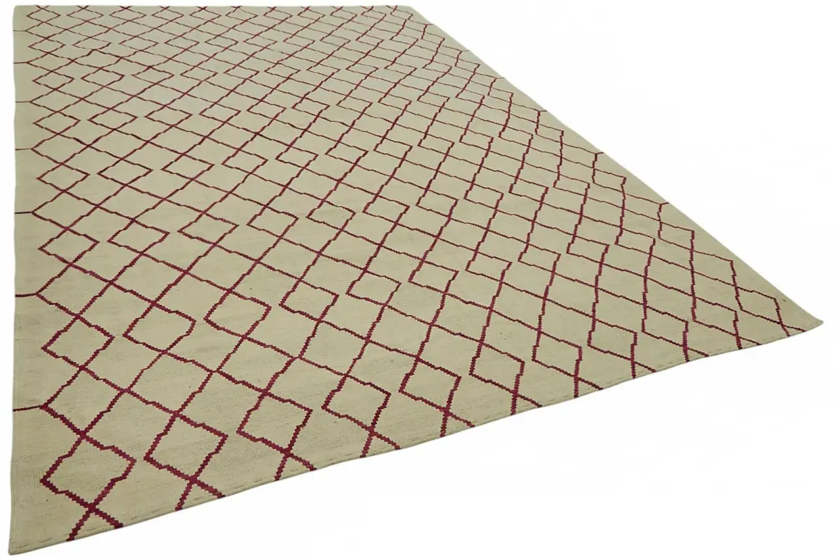 Söküntü Bej Modern Dizayn Yün El Dokuma Kilim-246x342 - Görsel 2