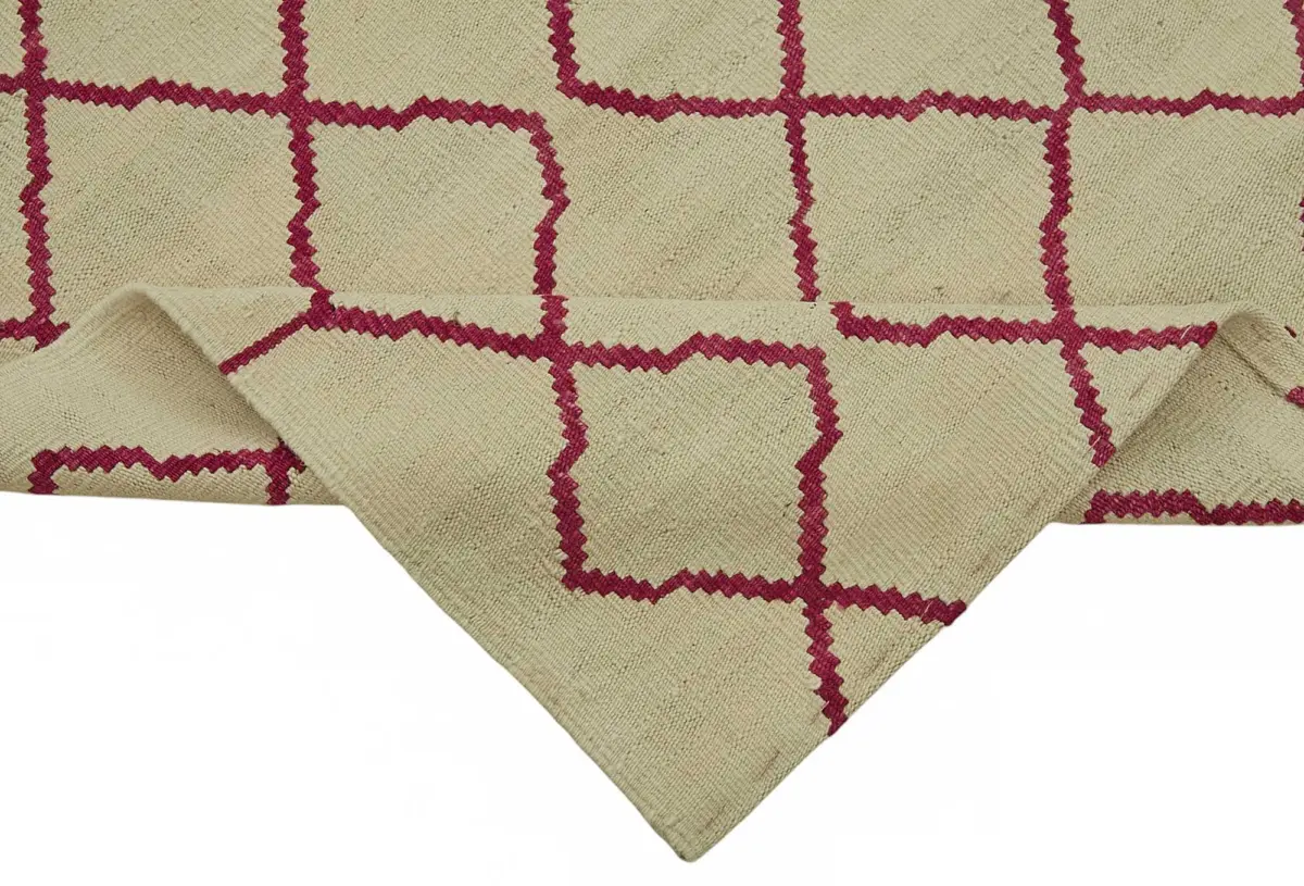 Söküntü Bej Modern Dizayn Yün El Dokuma Kilim-246x342 - Görsel 6