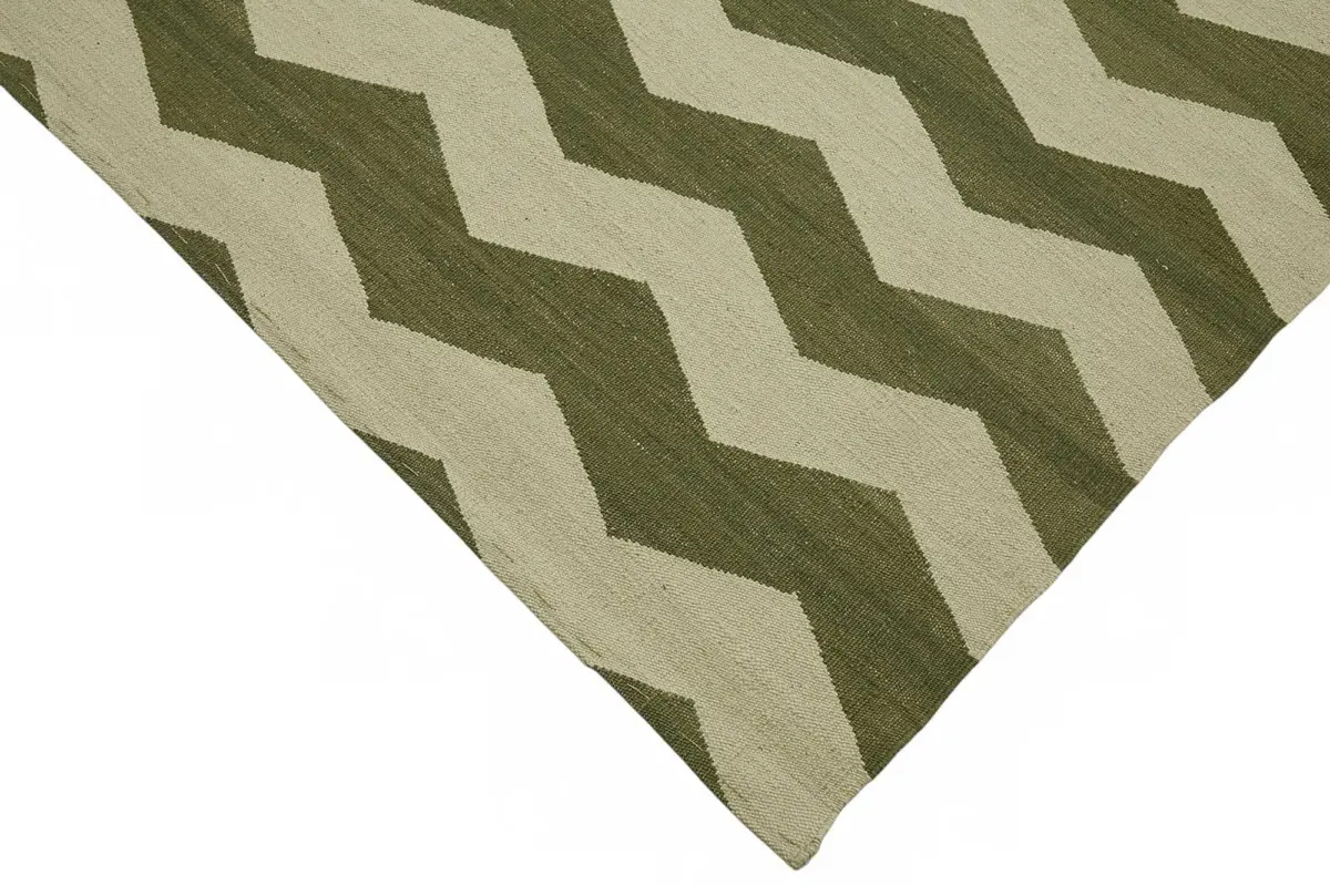 Söküntü Yeşil Çizgili Yün El Dokuma Kilim-297x400 - Görsel 4