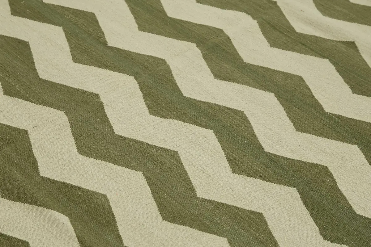 Söküntü Yeşil Çizgili Yün El Dokuma Kilim-297x400 - Görsel 5