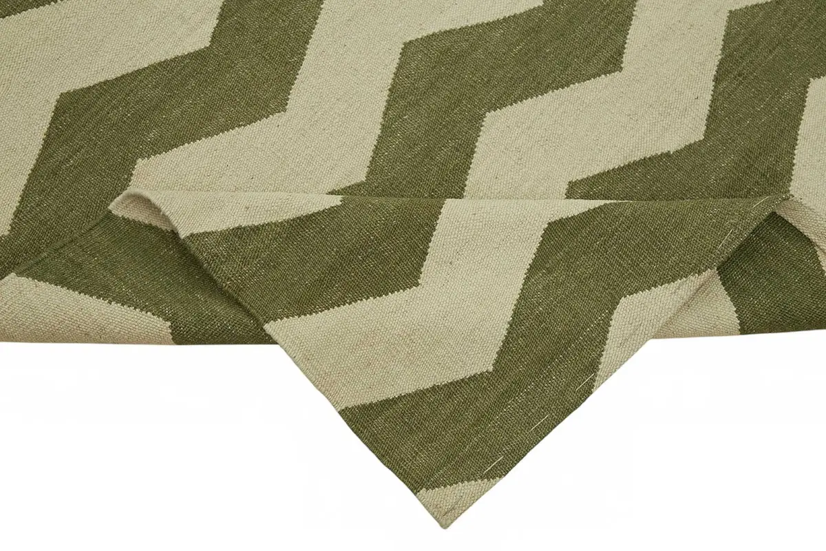 Söküntü Yeşil Çizgili Yün El Dokuma Kilim-297x400 - Görsel 6