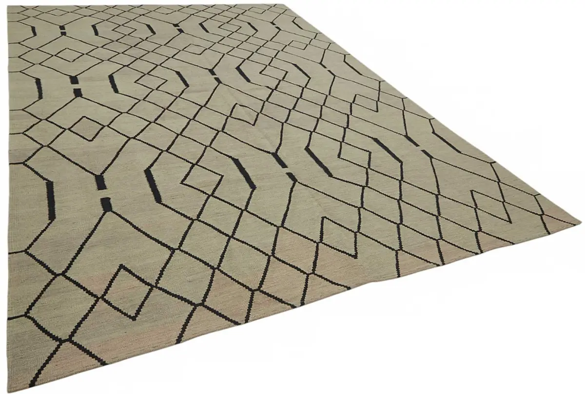 Söküntü Bej Geometrik Yün El Dokuma Kilim-248x362 - Görsel 2