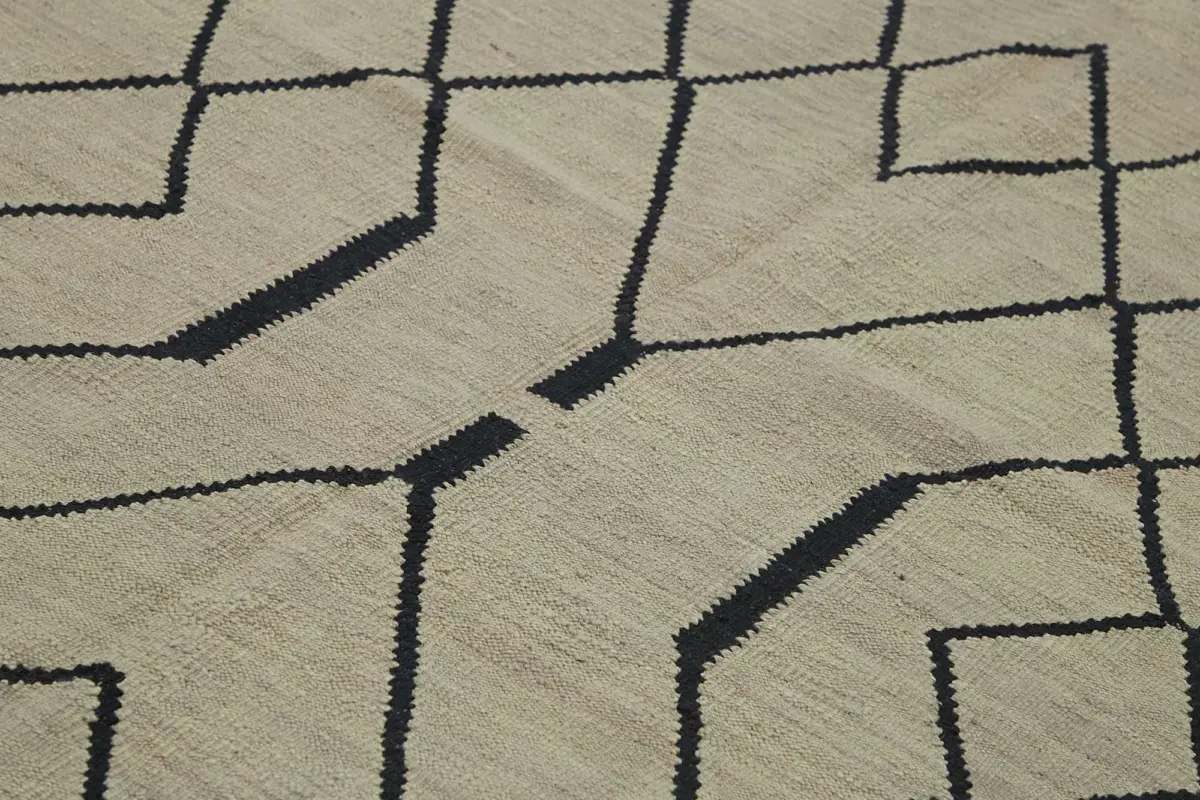 Söküntü Bej Geometrik Yün El Dokuma Kilim-248x362 - Görsel 5