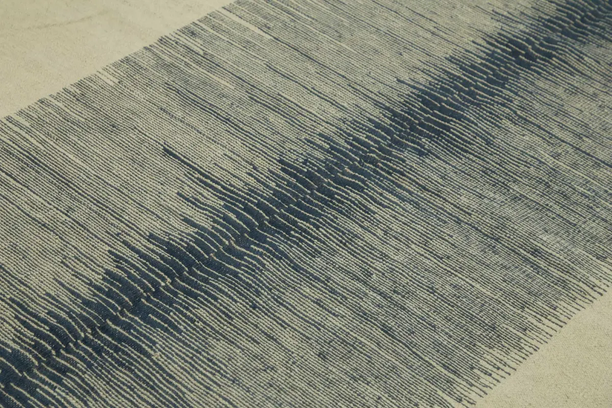 Söküntü Mavi Çizgili Yün El Dokuma Kilim-247x332 - Görsel 5