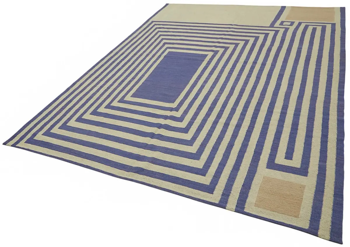 Söküntü Mor Çizgili Yün El Dokuma Kilim-250x356 - Görsel 3