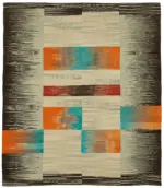 Söküntü Multi Çizgili Yün El Dokuma Kilim-256x288