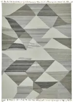 Söküntü Gri Geometrik Yün El Dokuma Kilim-275x366