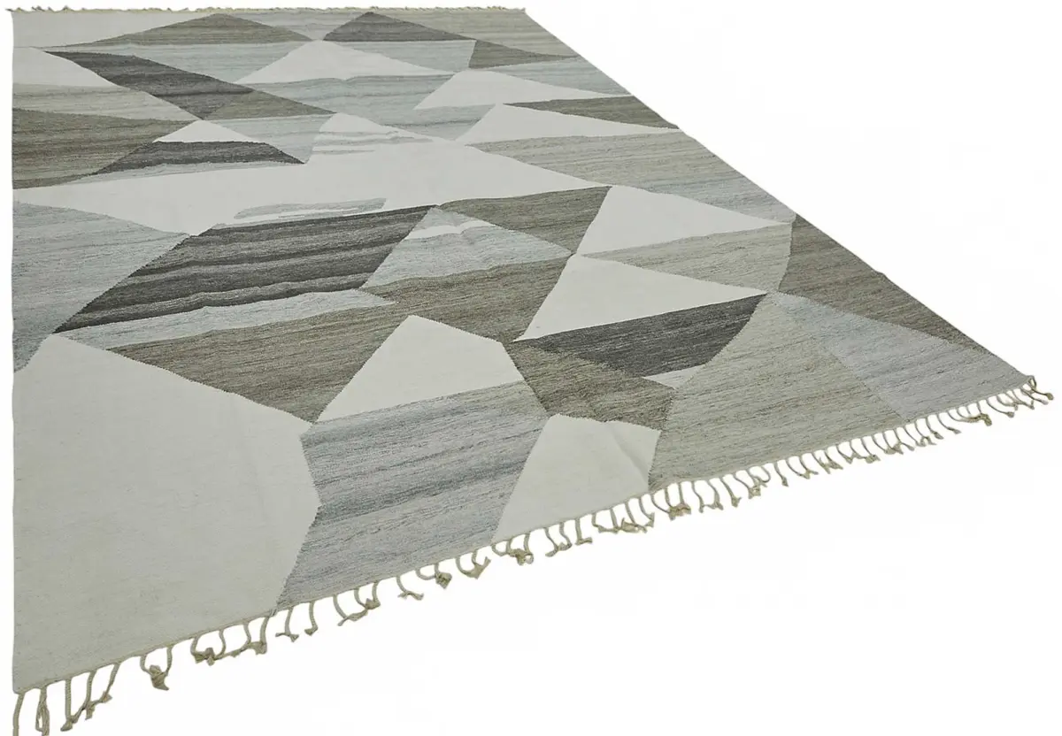 Söküntü Gri Geometrik Yün El Dokuma Kilim-275x366 - Görsel 2