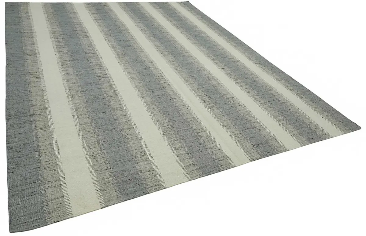 Söküntü Gri Çizgili Yün El Dokuma Kilim-275x366 - Görsel 2