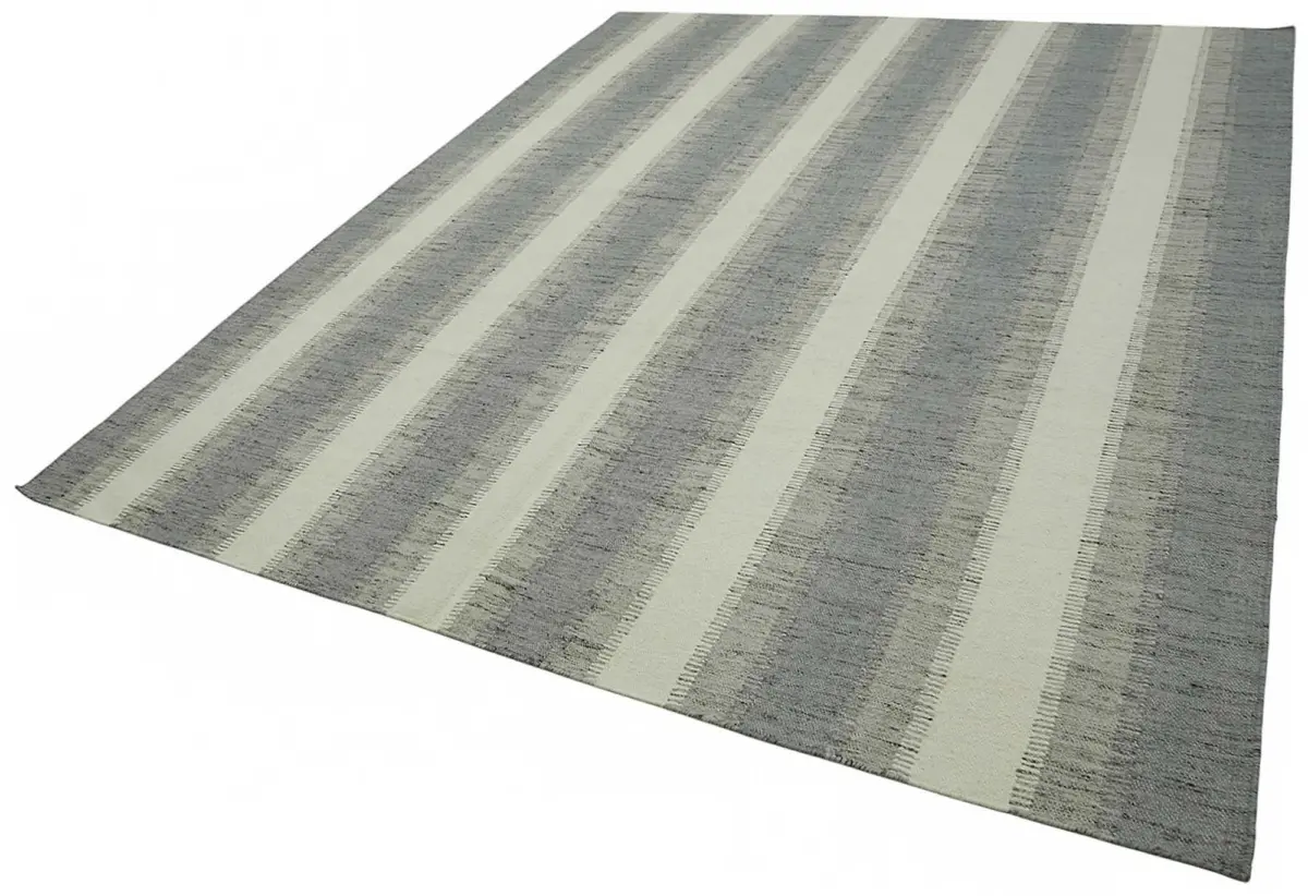 Söküntü Gri Çizgili Yün El Dokuma Kilim-275x366 - Görsel 3