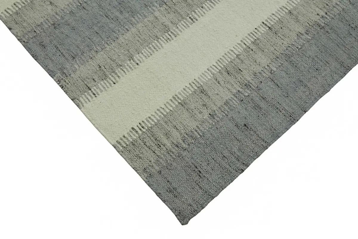 Söküntü Gri Çizgili Yün El Dokuma Kilim-275x366 - Görsel 4