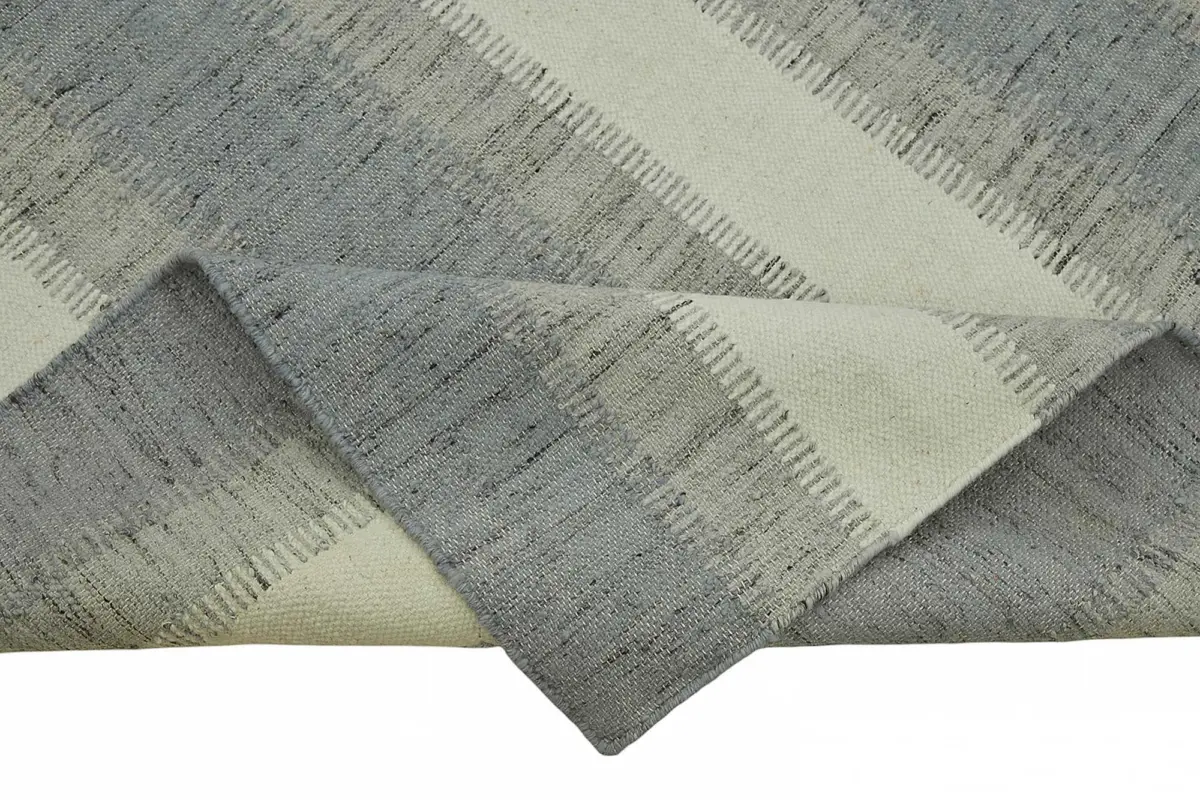 Söküntü Gri Çizgili Yün El Dokuma Kilim-275x366 - Görsel 6