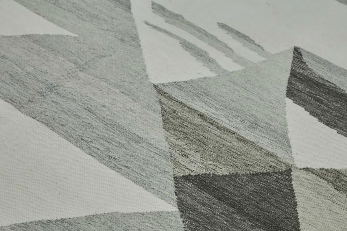 Söküntü Gri Geometrik Yün El Dokuma Kilim-245x305 - Görsel 5