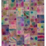 Patchwork Multi Pamuk Üzerine Yün El Dokuma Kilim-302x403
