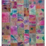 Patchwork Multi Pamuk Üzerine Yün El Dokuma Kilim-257x350