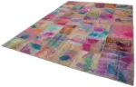 Patchwork Multi Pamuk Üzerine Yün El Dokuma Kilim-257x350 - Görsel 3