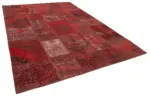 Patchwork Kırmızı Pamuk Üzerine Yün El Dokuma Kilim-250x350 - Görsel 2