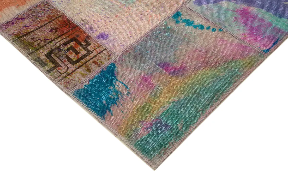 Patchwork Multi Pamuk Üzerine Yün El Dokuma Kilim-250x299 - Görsel 4