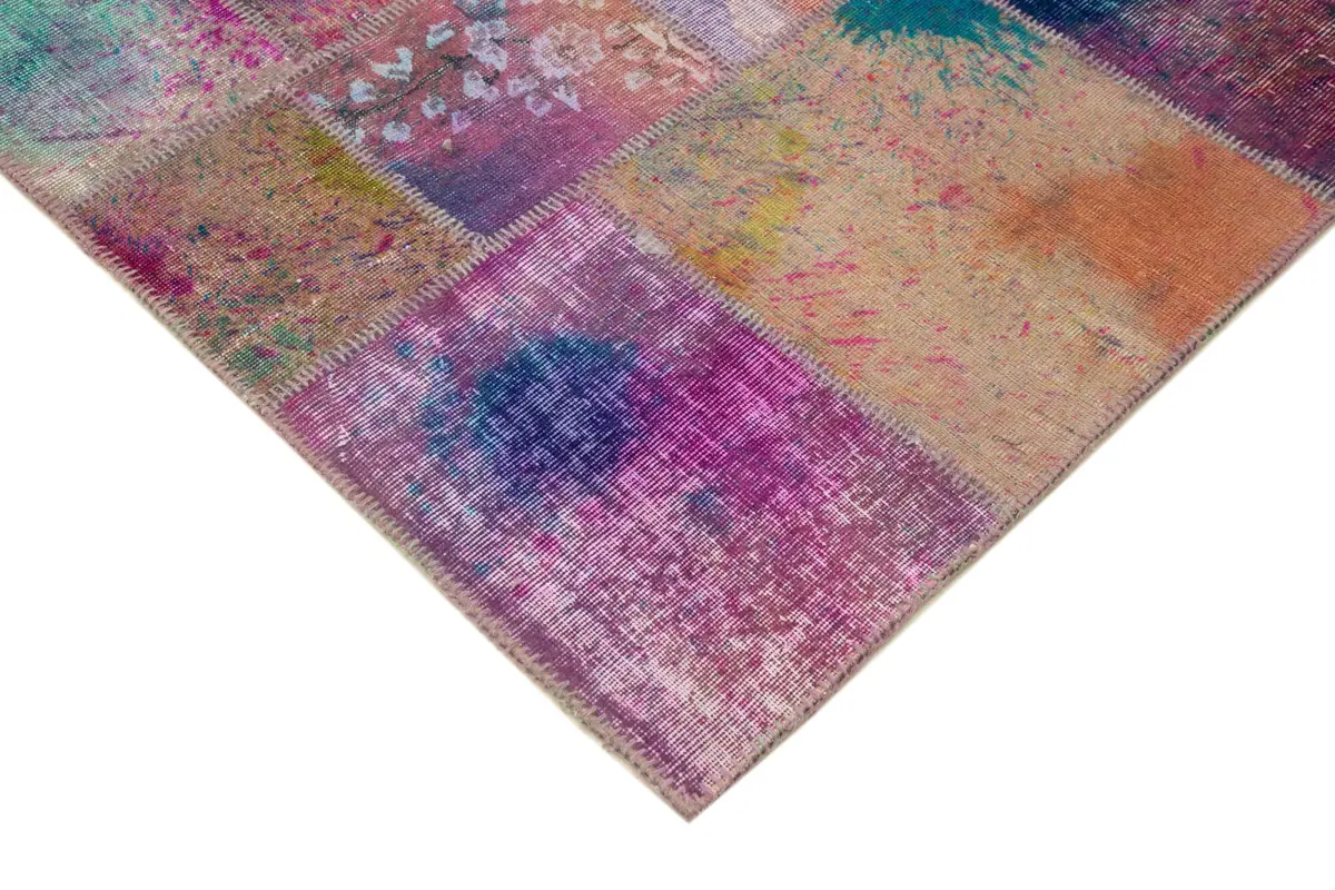 Patchwork Multi Pamuk Üzerine Yün El Dokuma Kilim-246x297 - Görsel 4