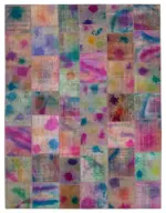 Patchwork Multi Pamuk Üzerine Yün El Dokuma Kilim-307x404