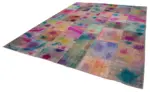 Patchwork Multi Pamuk Üzerine Yün El Dokuma Kilim-307x404 - Görsel 3